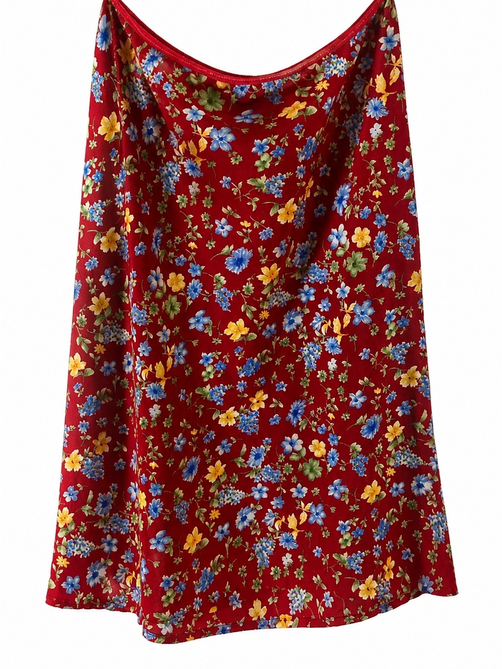 Red Floral A-Line Skirt - Unbranded